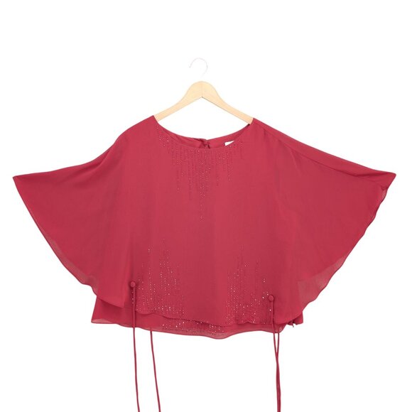 Alfred Angelo Chiffon 2 Pc Formal Outfit Red Evening Overlay Top Skirt Size 2X - Picture 4 of 14